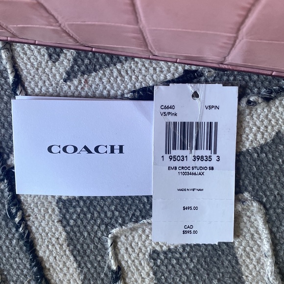 Coach pink embossed croc studio shoulder crossbody bag - Picture 3 of 13